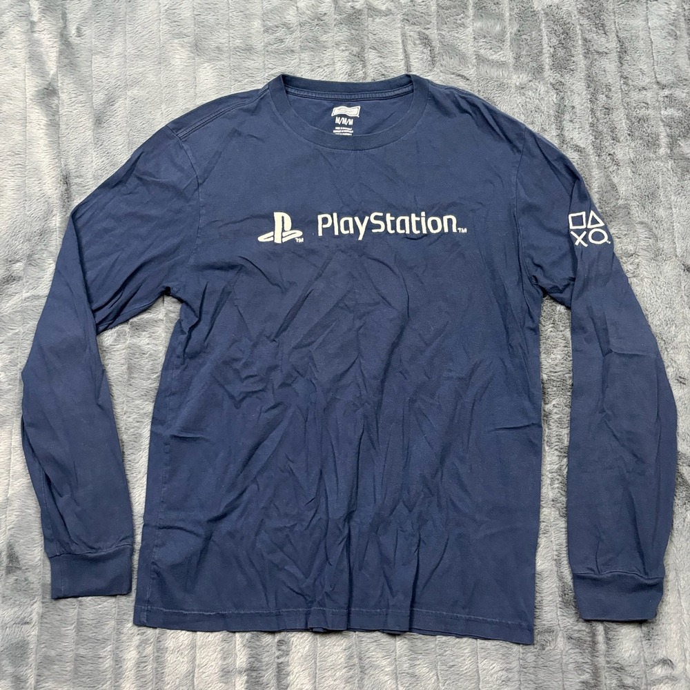 Tailgate American Eagle PlayStation Long Sleeve Navy Blue Graphic T-Shirt Mens M